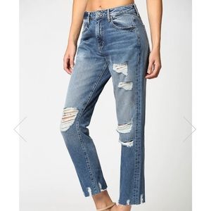 NWT Hidden Tracey high rise straight crop jeans size 25 distressed medium wash